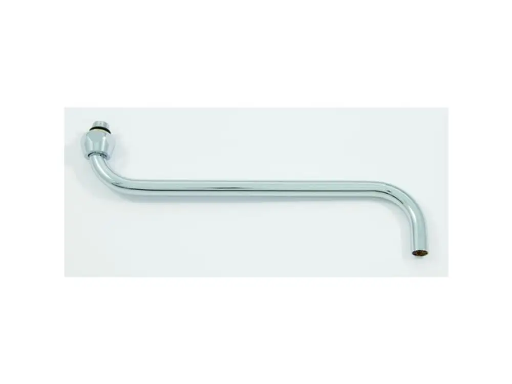 Chromener Rohrauslauf von Ideal Standard mit gebogenem Design, geeignet für spezielle Armaturen. Er verbindet die Wasserquelle mit der Auslassstelle.